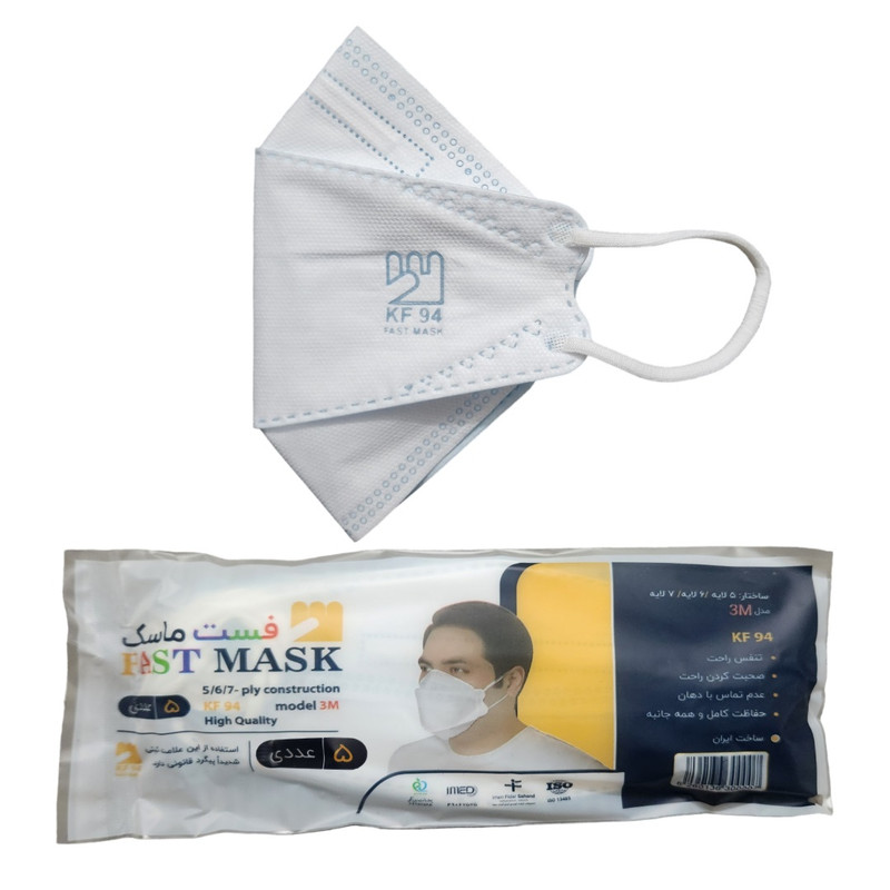 ماسک تنفسی فست مدل 6 لایه سه بعدی نانو FAST بسته 25 عددی