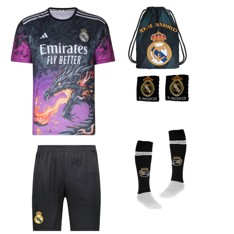 ست 6 تکه لباس ورزشی پسرانه مدل دراگون رئال مادرید طرح امباپه 2026bn