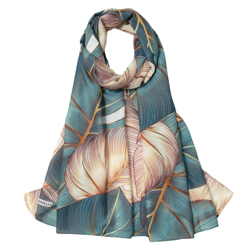 شال زنانه مدل نخی خنک چاپی طرح برگ کد 6061