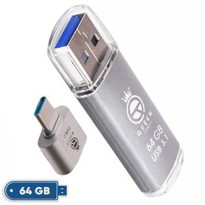 فلش مموری کوئین تک مدل QUICK CPLUS ظرفیت 64 گیگابایت با رابط USB به همراه مبدل USB-C