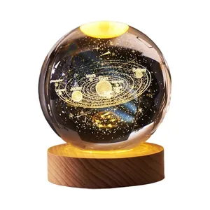 چراغ خواب مدل گوی شیشه ای 3D طرح منظومه شمسی کد M23