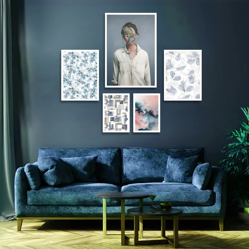 تابلو بکلیت طرح نقاشی مدرن دکوراتیو مدل W-1837 مجموعه 5 عددی