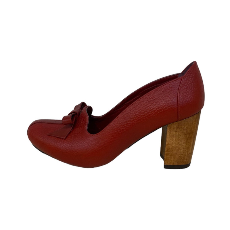 کفش زنانه مدل وجیهه چرم طبیعی رنگ قرمز