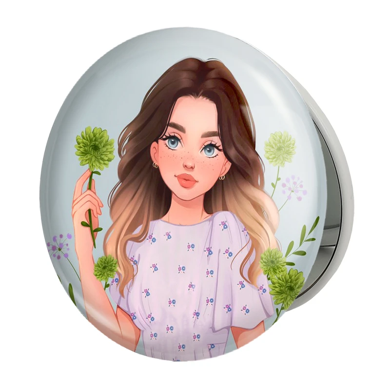 آینه جیبی خندالو طرح دخترانه مدل تاشو کد 25626 