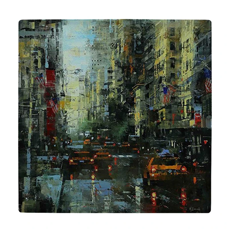  زیر لیوانی  طرح نقاشی آبستره شهر بارانی کد    6085206_5086