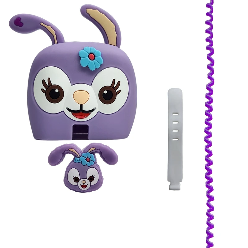 محافظ کابل مدل فانتزی طرح خرگوش به همراه محافظ شارژ دیواری مجموعه 4 عددی