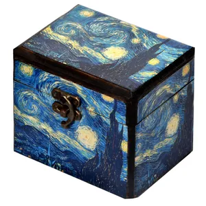 جعبه هدیه چوبی طرح شب پر ستاره کد 02