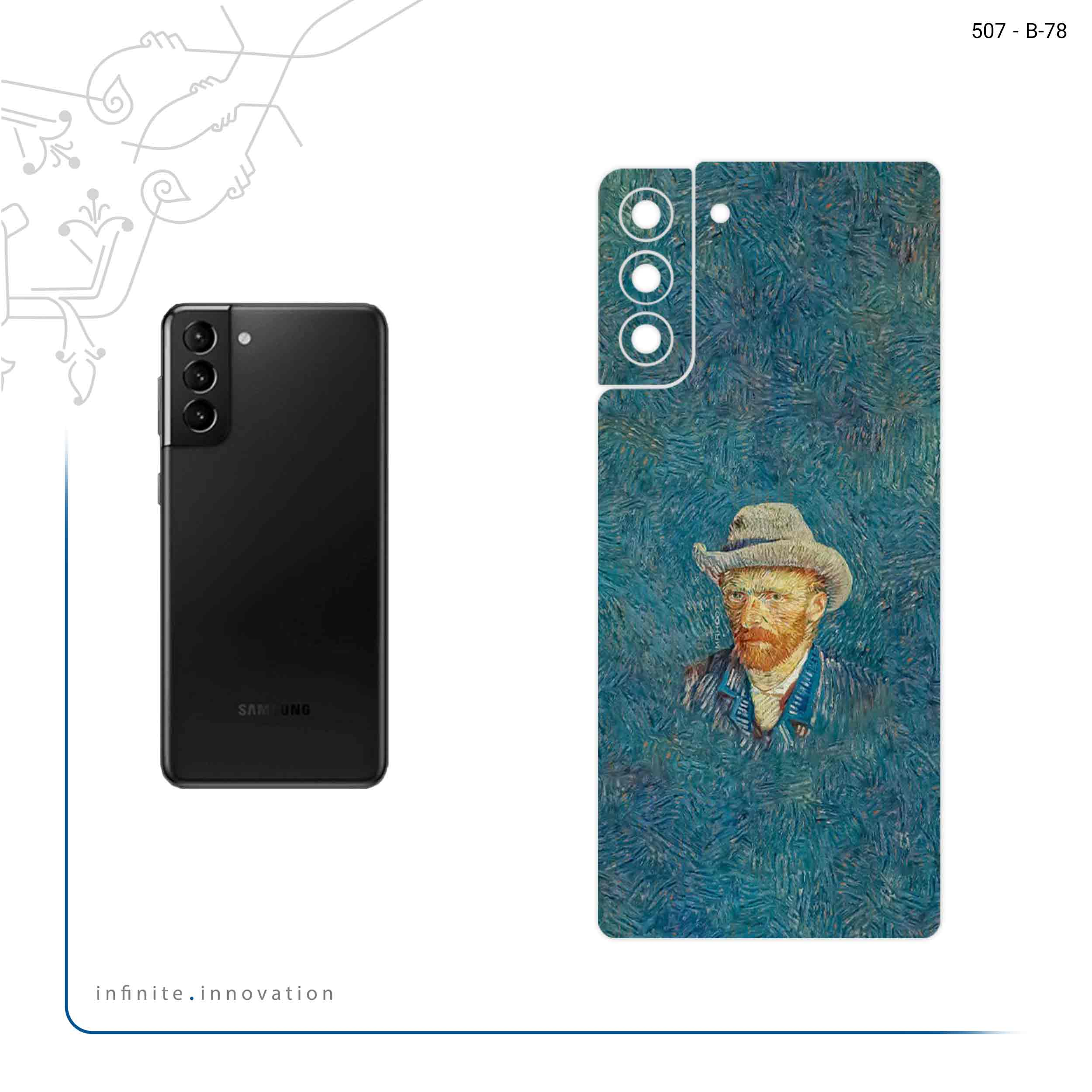 برچسب پوششی ماهوت مدل Self portrait with a gray felt hat مناسب برای گوشی موبایل سامسونگ Galaxy S21 Plus 5G