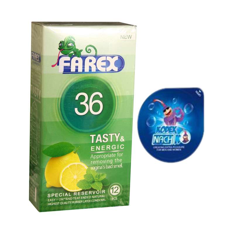 کاندوم فارکس مدل Tasty 36 بسته 12 عددی به همراه کاندوم ناچ کدکس مدل بلیسر 