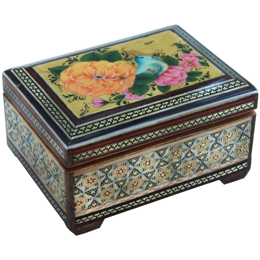 جعبه جواهرات خاتم کاری مدل 811 طرح چوگان کد 3023