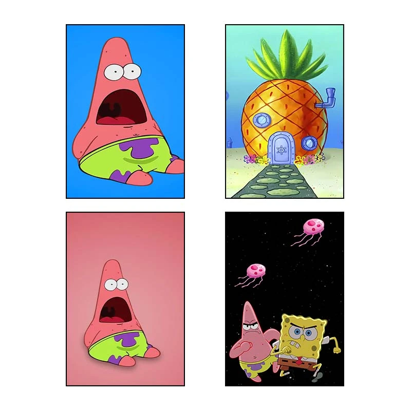 تابلو شاسي کارنيکا طرح باب اسفنجی spong bob کد 96182 مجموعه 4 عددی