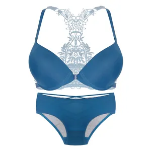 ست شورت و سوتین زنانه مدل Patterned back کد NEO-1950 رنگ آبی