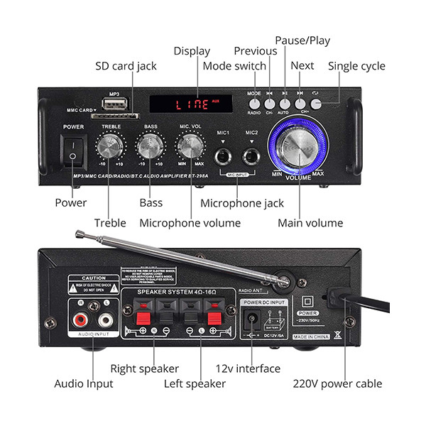 آمپلی فایر مدل هوشمند BT-298A