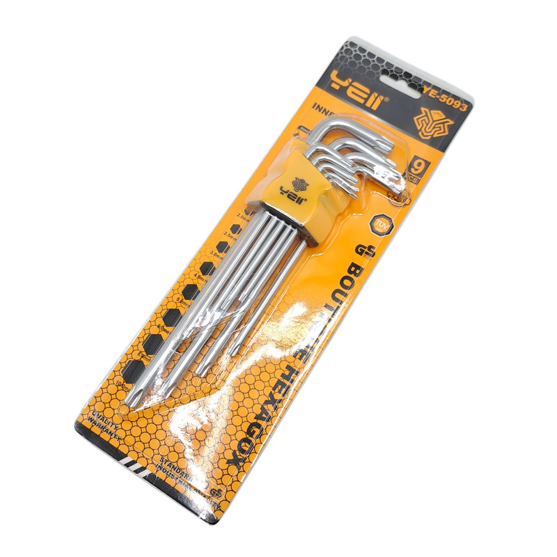 آچار آلن ستاره ای یلو مدل YE _ 5093  مجموعه 9 عددی