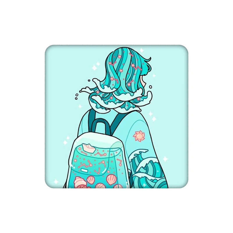 زیرلیوانی طرح دختر و کوله و دریا کد 3945749