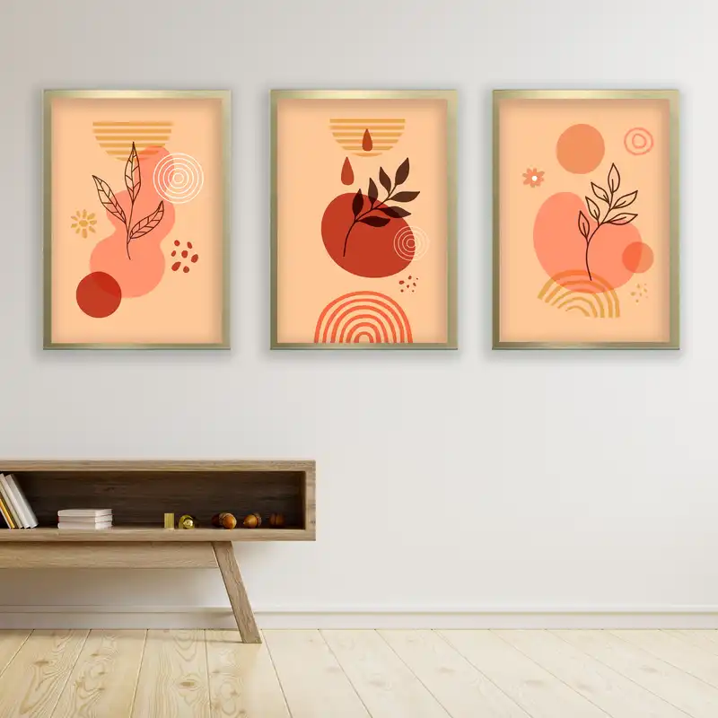 تابلو مدل مینیمال دکوراتیو کد LA-G3052 مجموعه 3 عددی