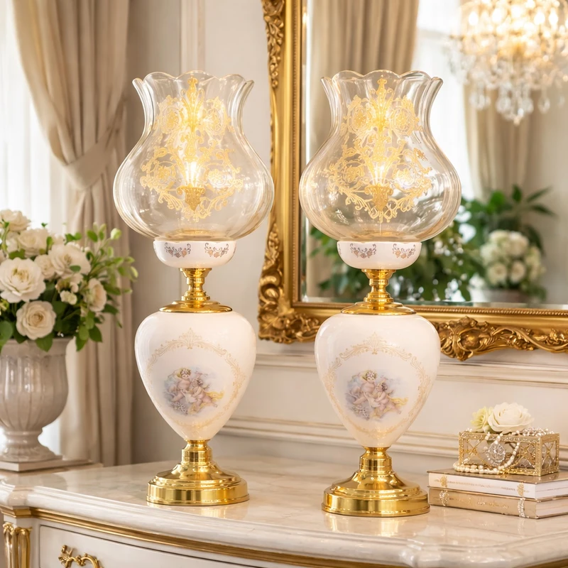 چراغ رومیزی مدل سرامیکی مجموعه 2 عددی