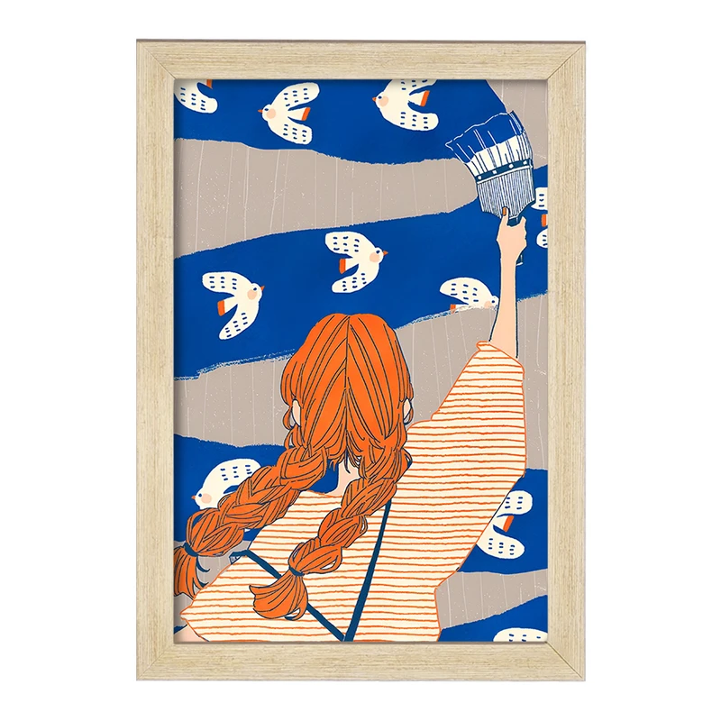 تابلو خندالو مدل دختر نقاش کد F7373