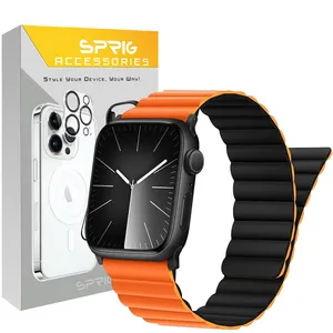 Sprig Silicone Magnetic Link BK Strap For Apple Watch Series 4/5/6/Se size 44mm