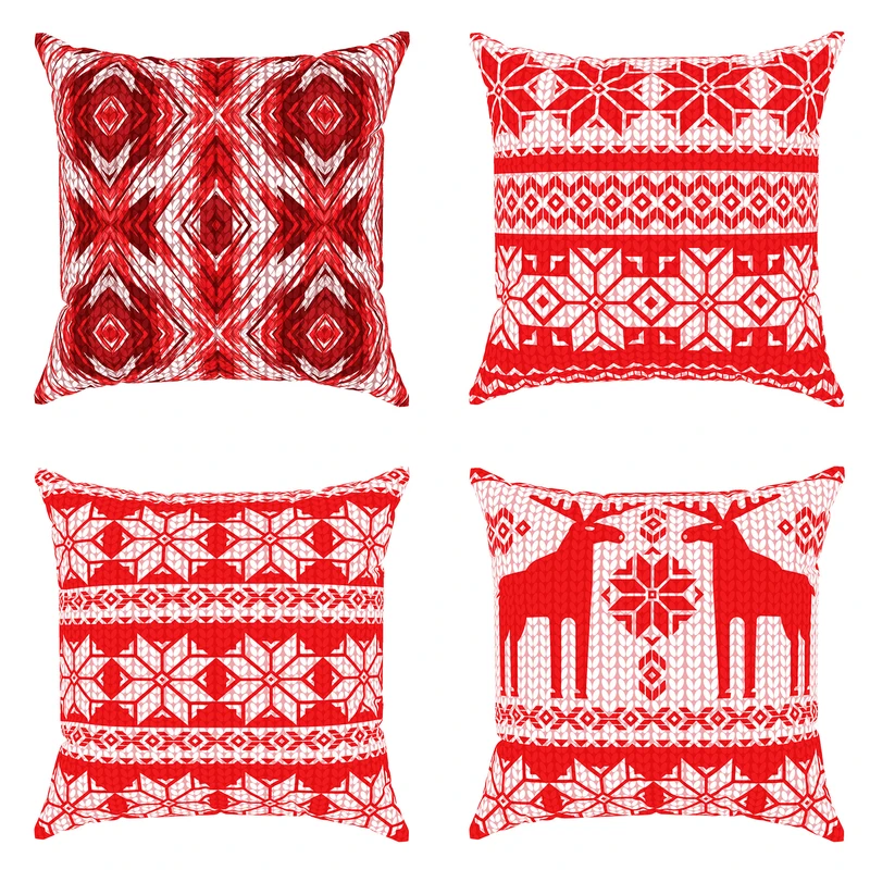کاور کوسن مدل مخمل طرح کریسمس کد 4021 مجموعه چهار عددی
