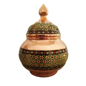 قندان خاتم کاری مسی مدل گل کد 13