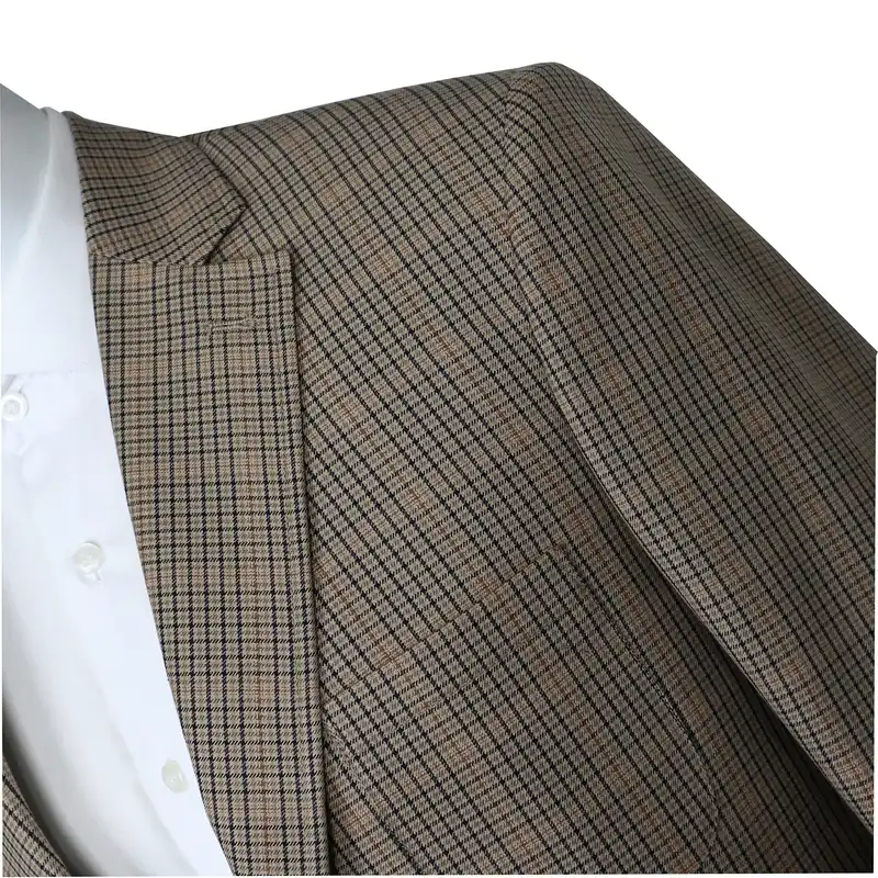 کت تک مردانه مدل یقه انگلیسی چهارخانه جیب پاکتی کد 210222.1