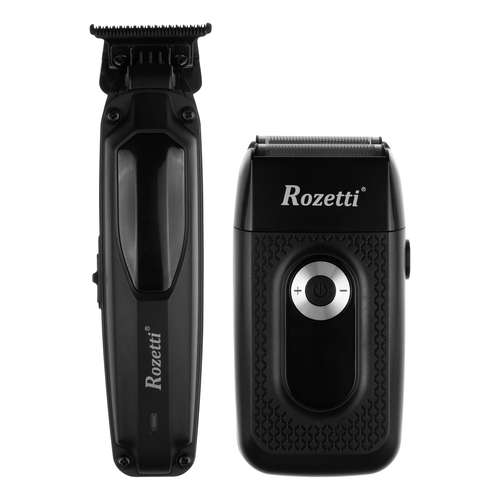 ماشین اصلاح موی سر و صورت رزتی مدل 4030 به همراه ماشین اصلاح صورت رزتی مدل 3010، اصلاح به صورت صفر زن، خط زن، تیغه استیل ضد زنگ، منبع انرژی با باتری، تکنولوژی اصلاح به صورت تریم، به‌همراه شارژر، برس تمیزکننده، روغن