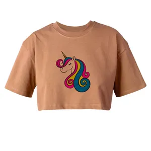 کراپ‌تاپ آستین کوتاه زنانه مدل UNICORN کد L204 K