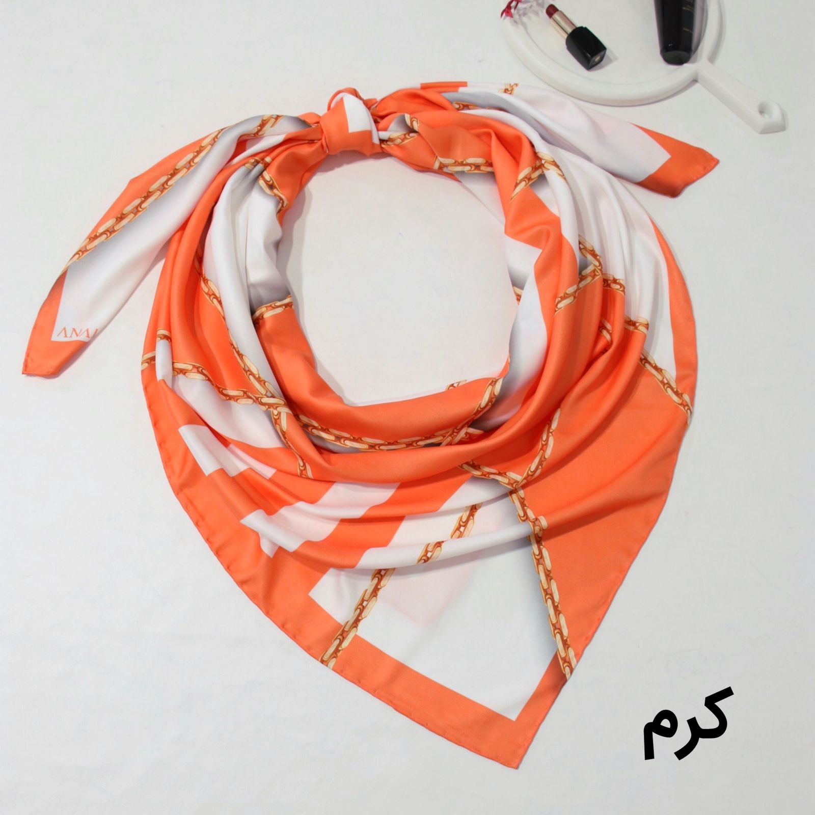 روسری زنانه مدل ابریشم دست دوز طرح زنجیری کلاسیک کد ana-2821 -  - 37