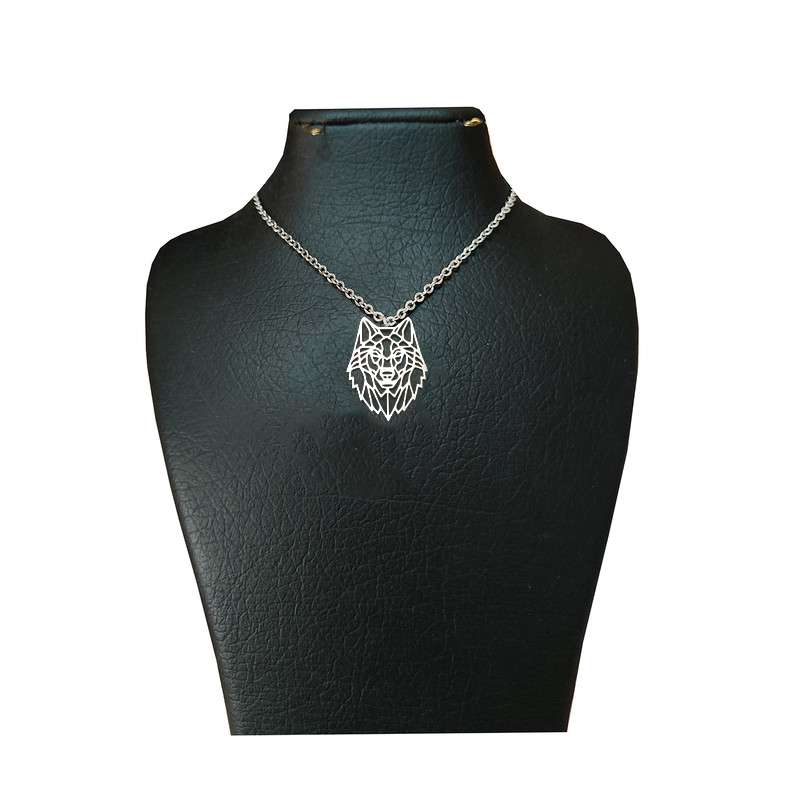 گردنبند ویونج مدل استیل طرح گرگ