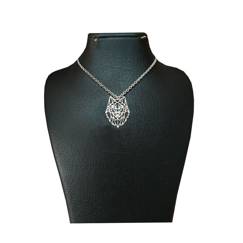 گردنبند ویونج مدل استیل طرح گرگ