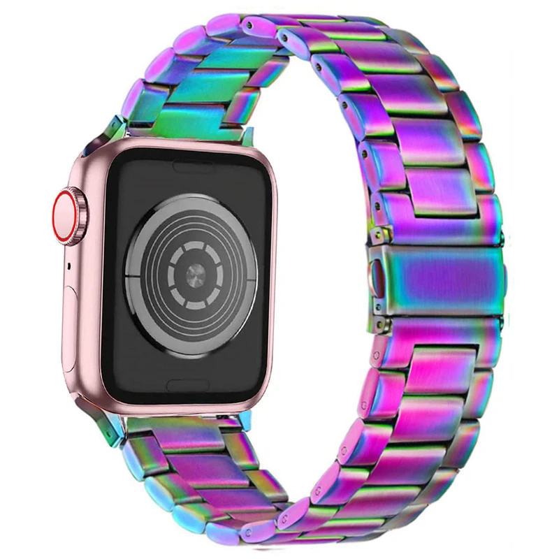 بند گوف مدل Stainless 3Bead colorful مناسب برای ساعت هوشمند اپل واچ سری 9 سایز 41 میلی متری