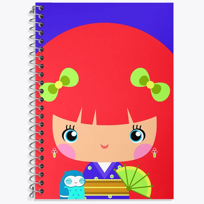 دفتر زبان 50 برگ خندالو مدل سه خط طرح دختر کیوت کد N1032