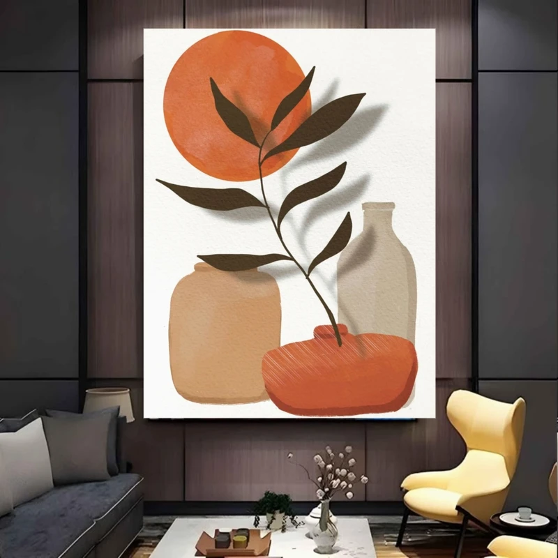 پوستر پارچه ای طرح مخمل  مینیمال مدل دروازه و گلدان کد FP106922