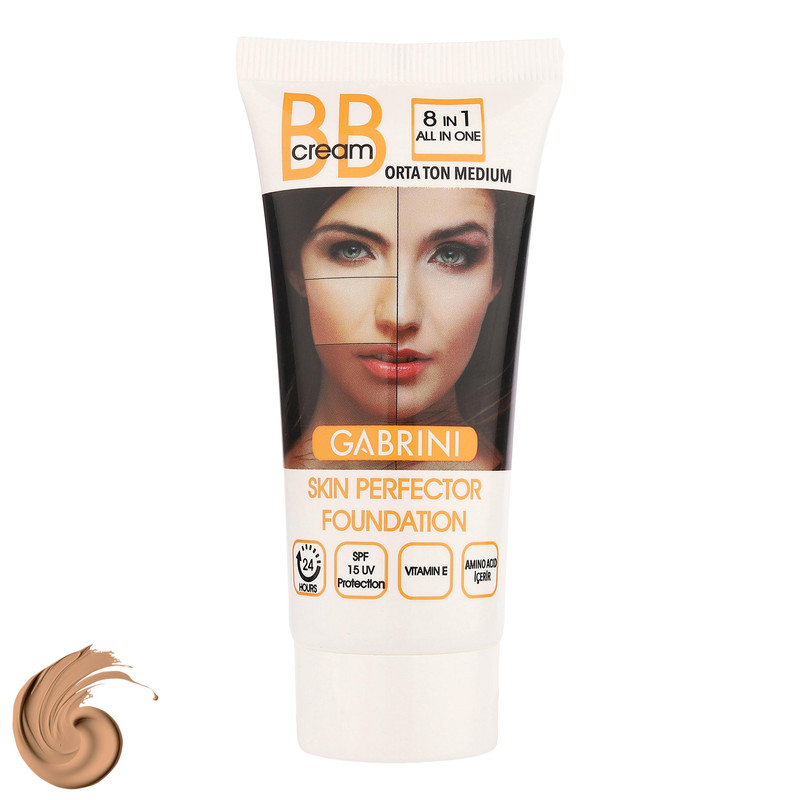 کرم پودر BB مایع SPF 15 کابرینی مدل 8IN1 مناسب برای انواع پوست حجم 50 میلی‌لیتر