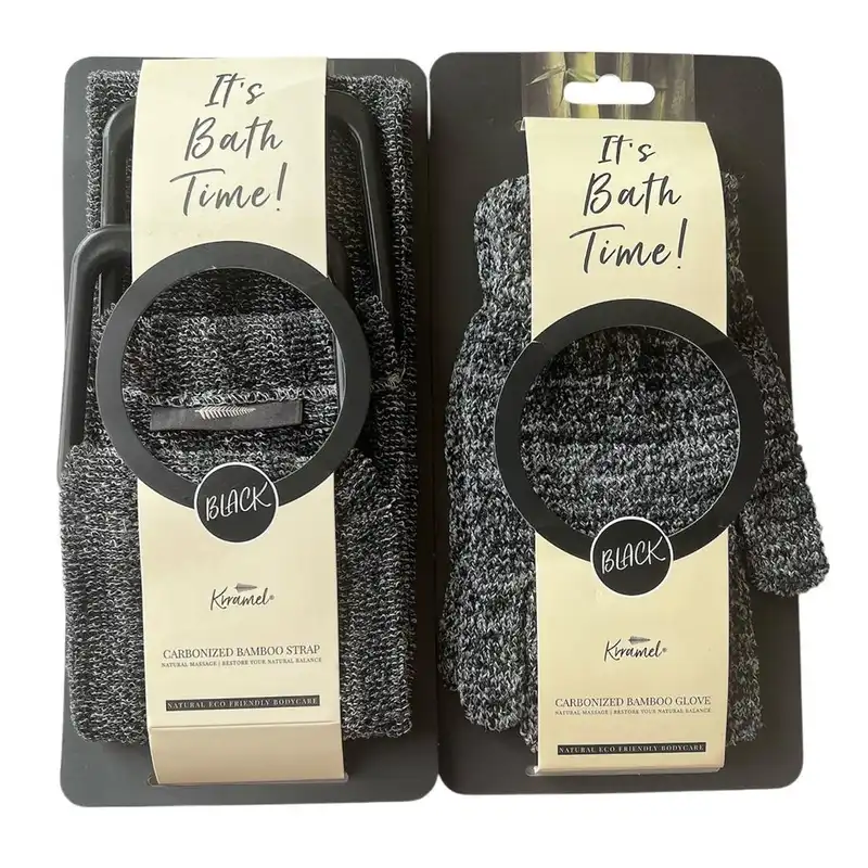 لیف ماساژ کارامل مدل CARBONIZED BAMBOO GLOVE مجموعه 3 عددی