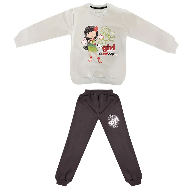 ست تی‌شرت آستین بلند و شلوار راحتی دخترانه مدل AH1AH2