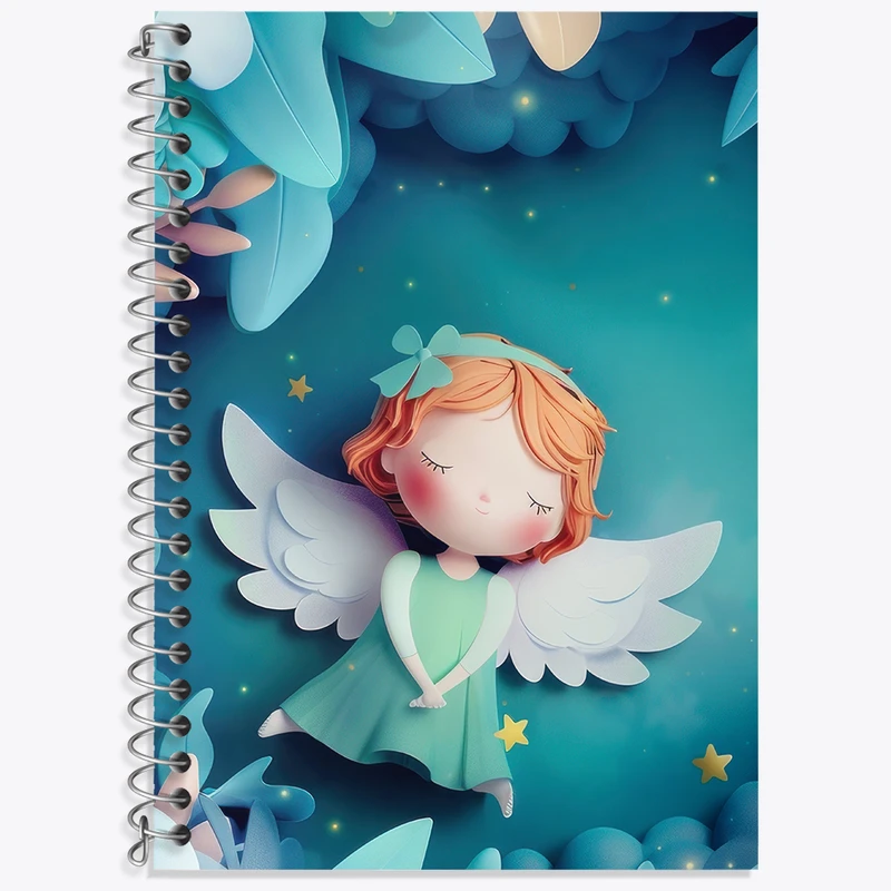 دفتر زبان 50 برگ خندالو مدل دو خط طرح فرشته کوچولو کد N2240