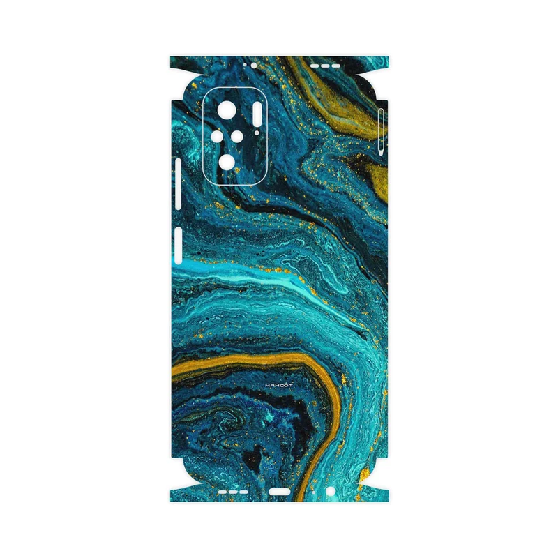 برچسب پوششی ماهوت مدل Turquoise marblewith golden streaks-FullSkin مناسب برای گوشی موبایل شیائومی Poco M5s