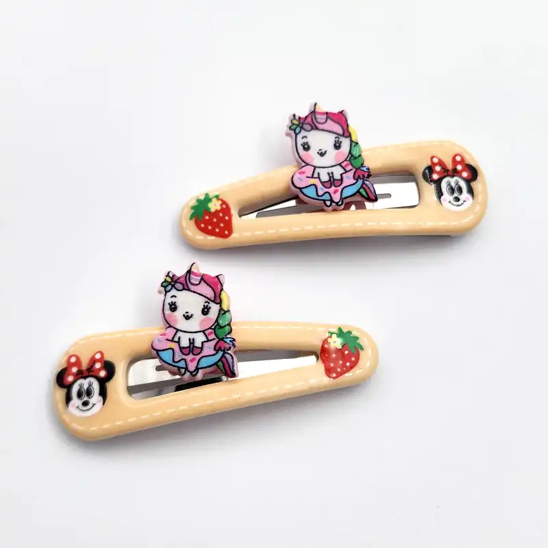 گیره مو دخترانه مدل یونیکورن کد SNG287-4 بسته 2 عددی