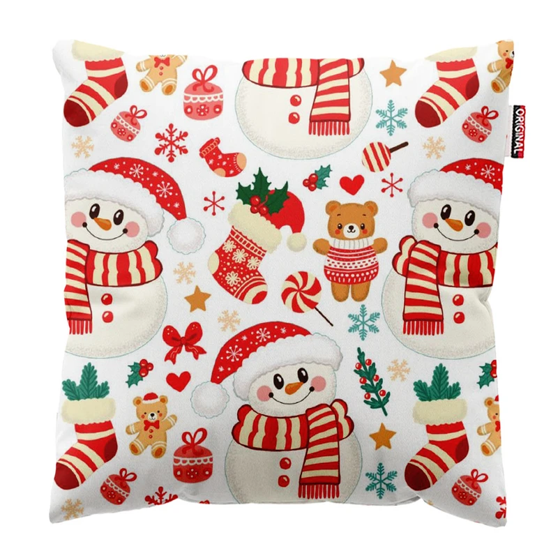 کوسن پاد آفرین طرح کریسمس آدم برفی زمستون کد 2633 سایز 30*30 سانتی متر