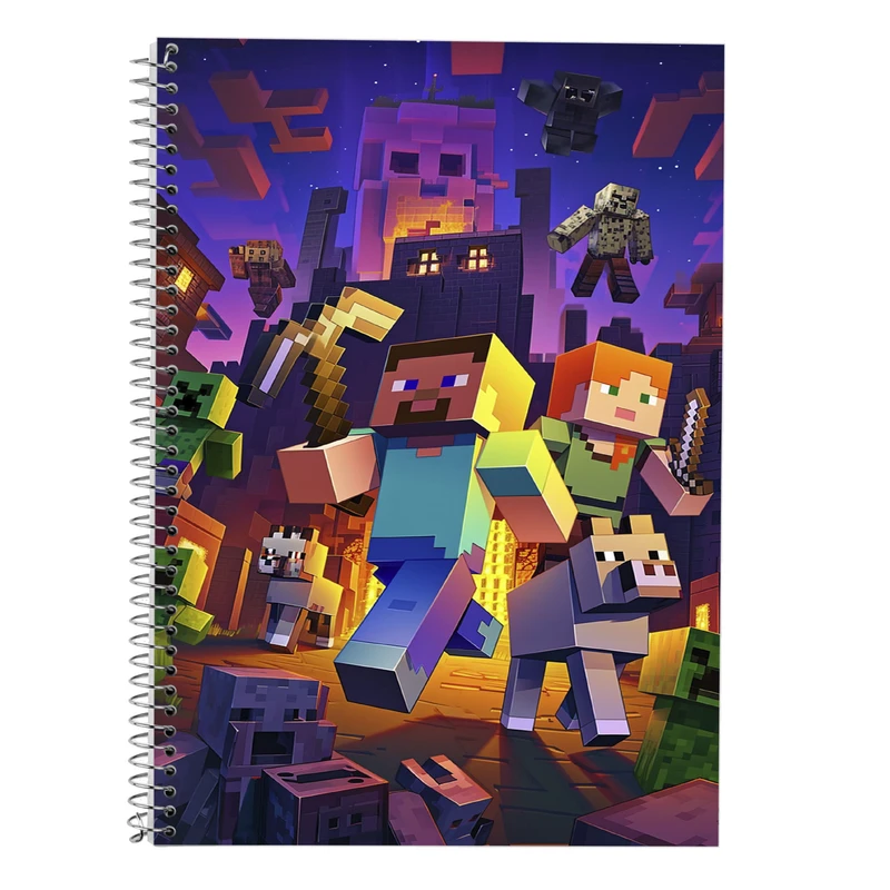 دفتر زبان 50 برگ مدوپد مدل دو خط طرح ماینکرفت minecraft کد DF14013