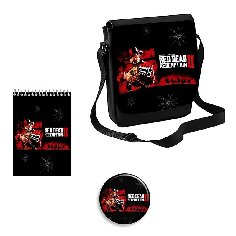 کیف رودوشی بچگانه  مدل رد دد ریدمپشن کد 1 به همراه دفتر یادداشت و پیکسل مجموعه 3 عددی