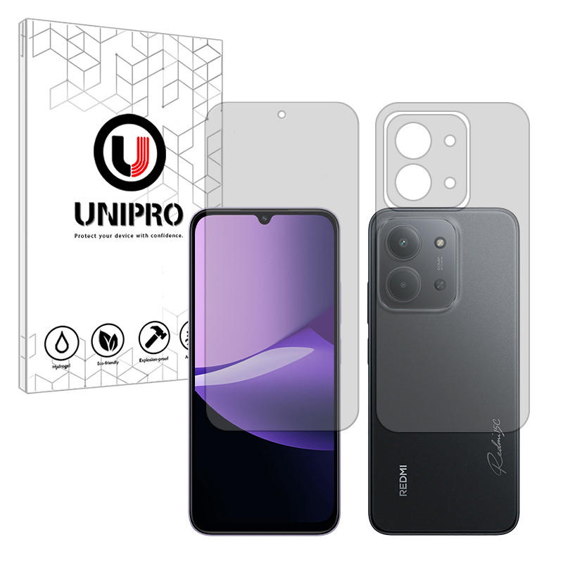 محافظ صفحه نمایش مات یونی پرو مدل Explosion Proof مناسب برای گوشی موبایل شیائومی Redmi 15C 4G به همراه محافظ پشت گوشی