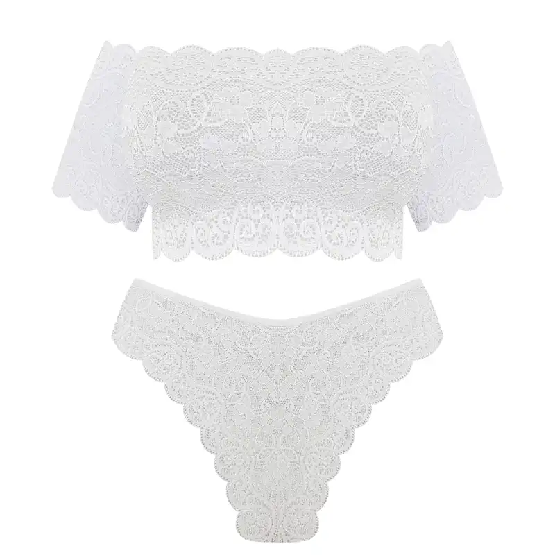 لباس خواب زنانه مدل گیپور 2 رنگ سفید