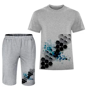 ست تی شرت و شلوارک مردانه مدل انتزاعی A12