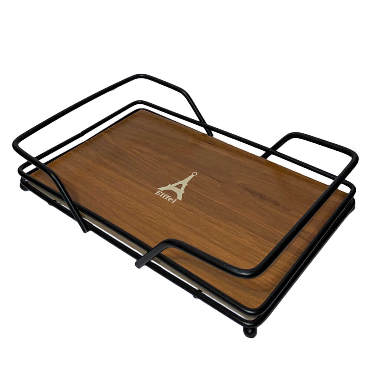 سینی طرح مستطیل مدل چوب و فلز