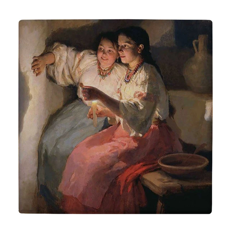  زیر لیوانی  طرح نقاشی دو بانو کد    5772285_4069