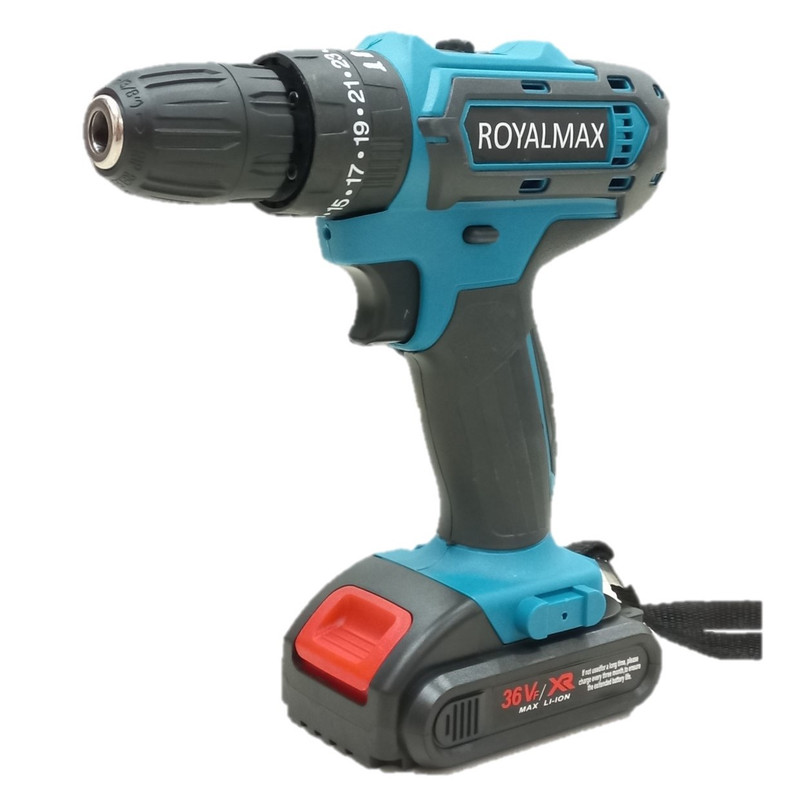 دریل پیچ گوشتی شارژی چکشی 36 ولت رویال مکس مدل BL36V مجموعه 48 عددی