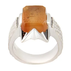 انگشتر نقره مردانه بازرگانی میلادی مدل سنگ عقیق یمنی کهنه رکاب دست ساز کد AM_2163